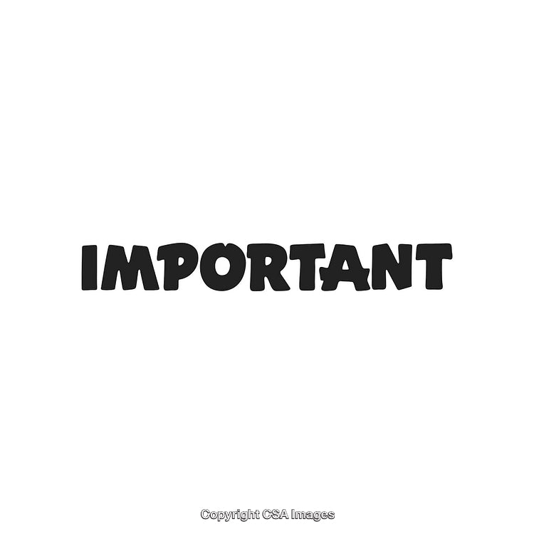 Black Bold Text 'Important' on Plain White Background