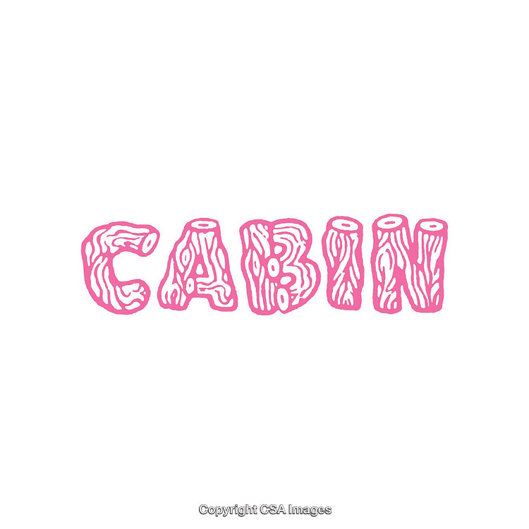 Creative Pink Typography of the Word 'Cabin' with Wood Texture Effect