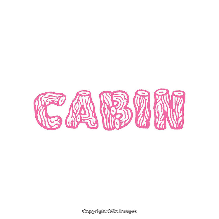 Creative Pink Typography of the Word 'Cabin' with Wood Texture Effect