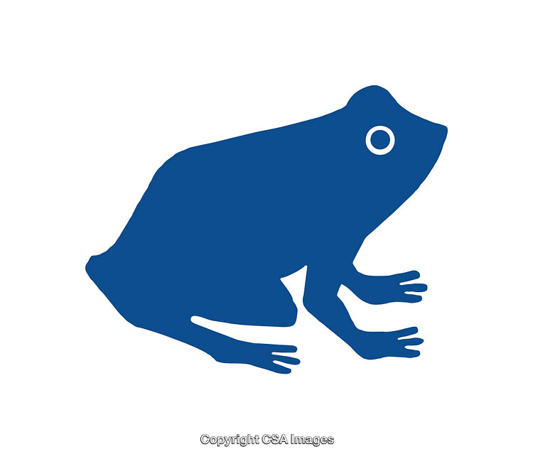 Blue Silhouette of a Frog on a Clean White Background