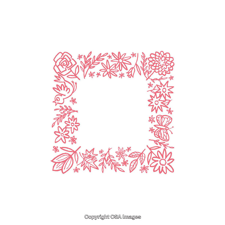 Floral Hand-Drawn Frame with Delicate Pink Illustrations and Patterns
