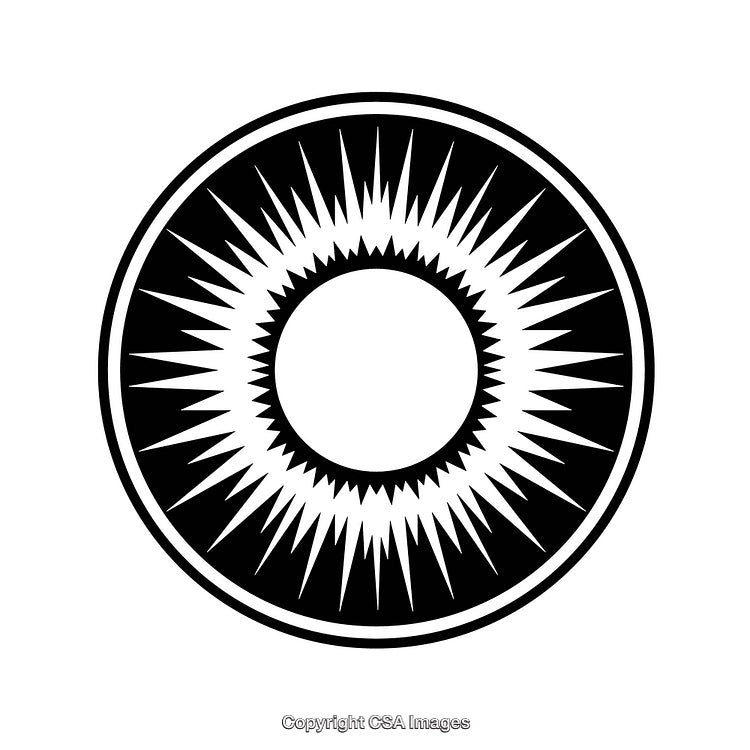 Circular Black and White Sunburst Design with Radiating Points