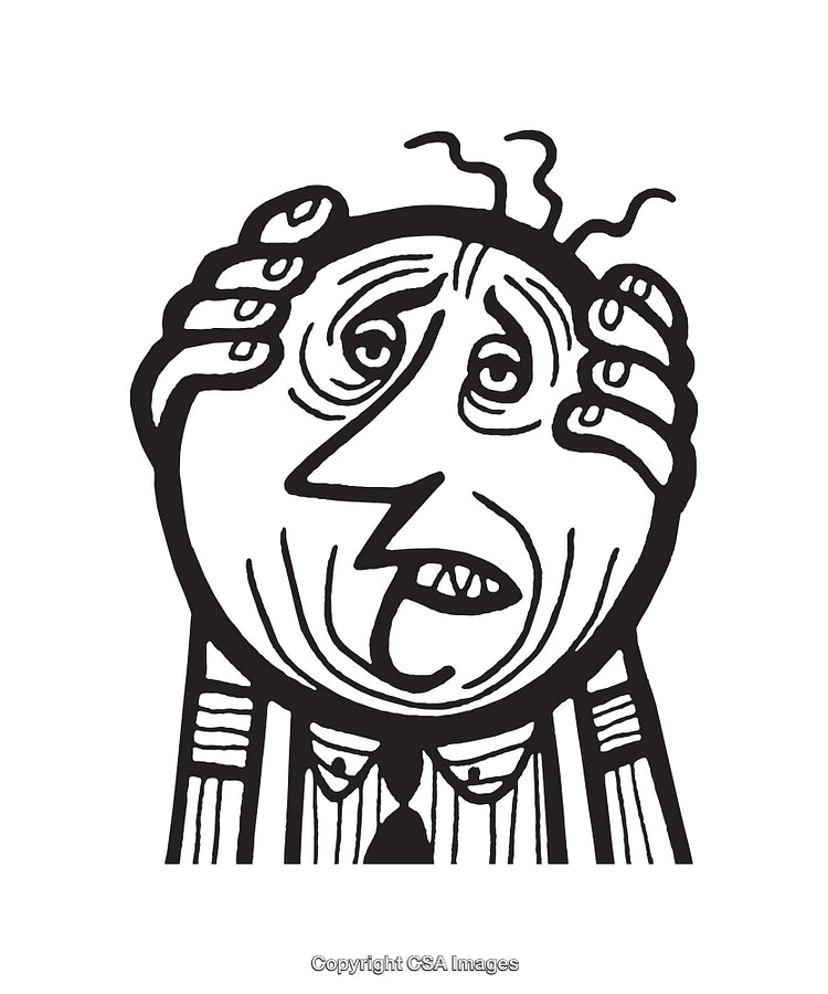 Black And White Line Art of a Worried or Frustrated Expression