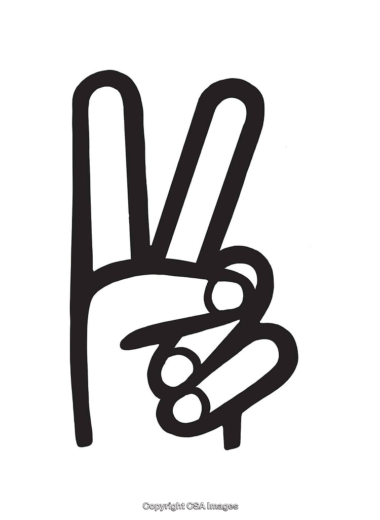 Minimalist Black and White Peace Symbol Hand Icon