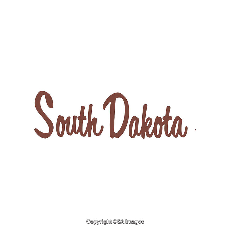 Elegant Script Text Design Featuring South Dakota in Brown