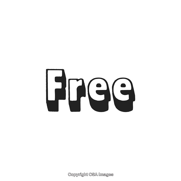 Black And White Word Art of 'Free' in Creative Cartoon Style