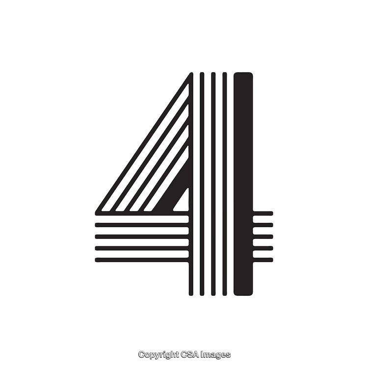 Artistic Representation of the Number Four in a Minimalist Geometric Style