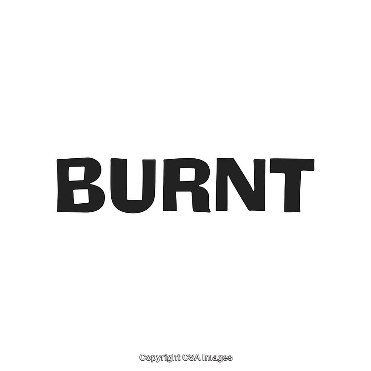 Burnt Word with Bold Letters Displayed on White Background
