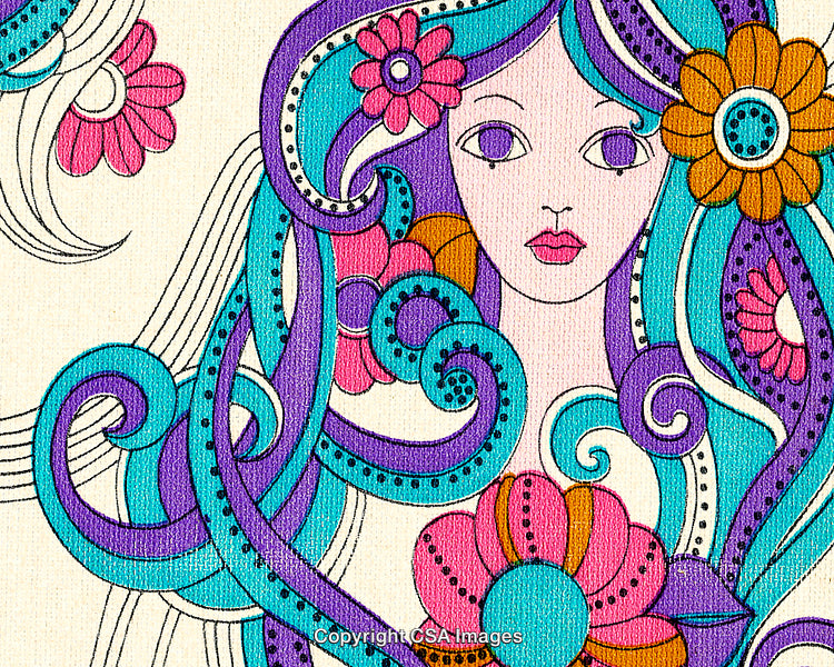 Colorful Abstract Illustration of a Woman with Floral and Artistic Patterns