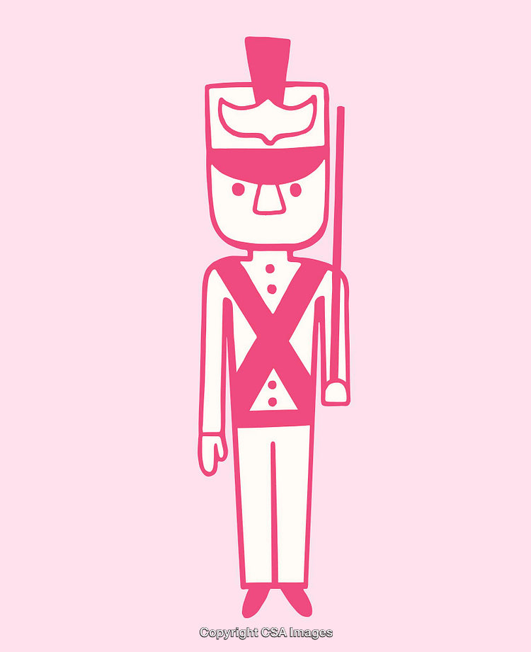 Minimalist Pink Line Art Illustration of a Toy Soldier Design