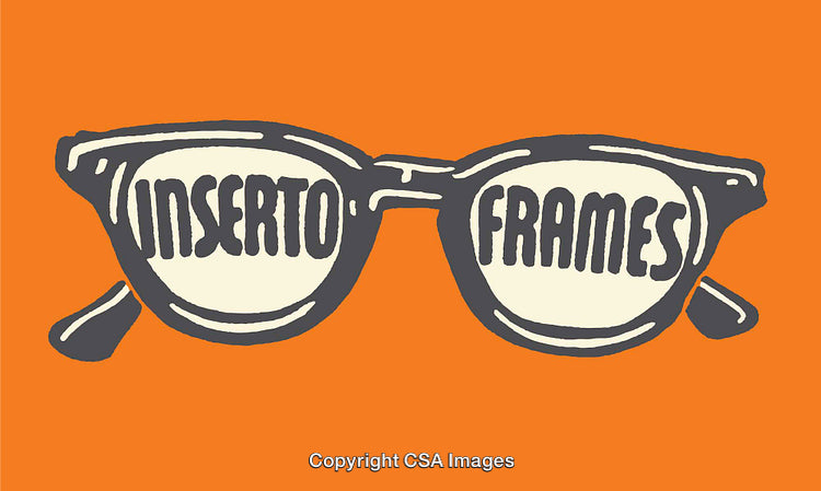 Vintage-Style Eyeglasses Illustration with Bold Typography on Orange