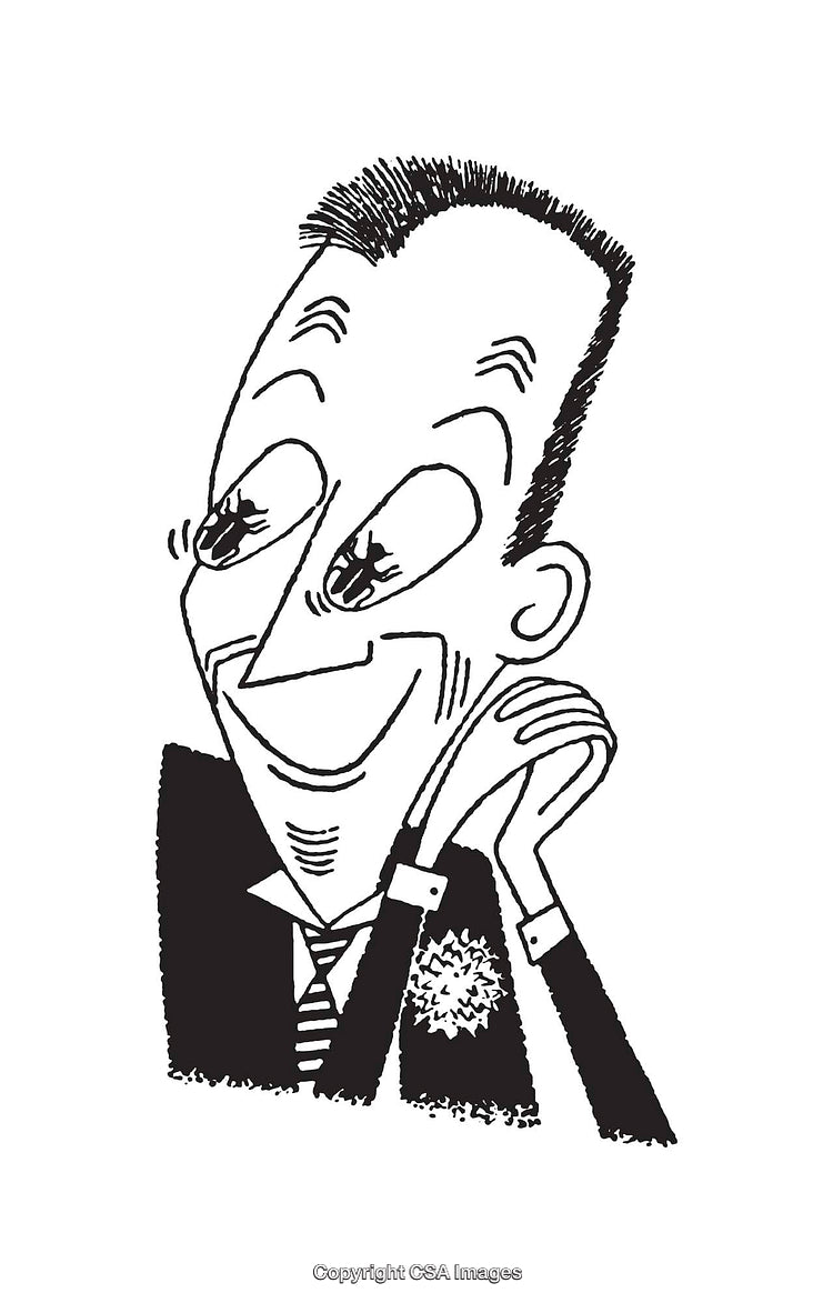 Black and White Line Art Illustration of a Cheerful Expression