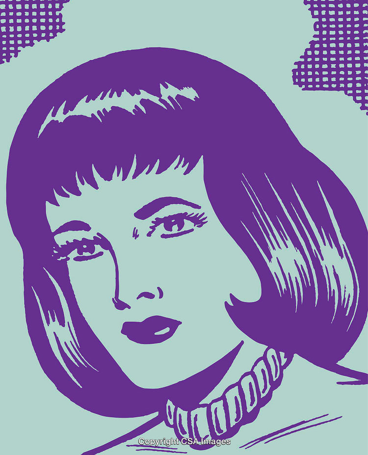 Retro Pop Art Illustration of a Woman with a Thoughtful Expression