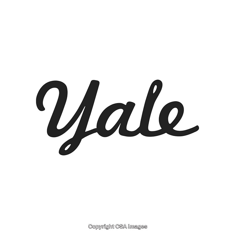 Elegant Black Handwritten Typography of Yale on a White Background