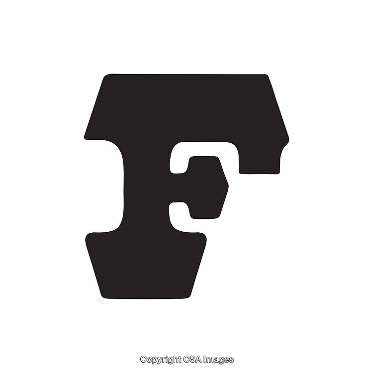 Black Stylized Letter F on a White Background Design Art