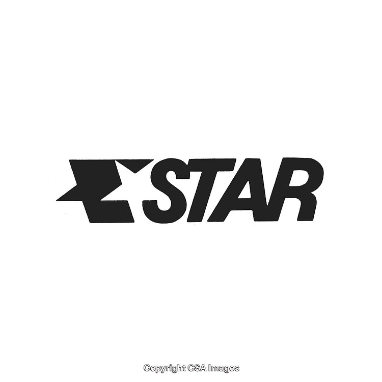 Bold Black Star Logo with Sharp Edges and Modern Typeface Design