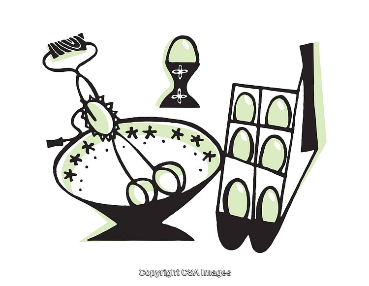 Illustration of Baking Tools with Whisk Bowl and Egg Tray