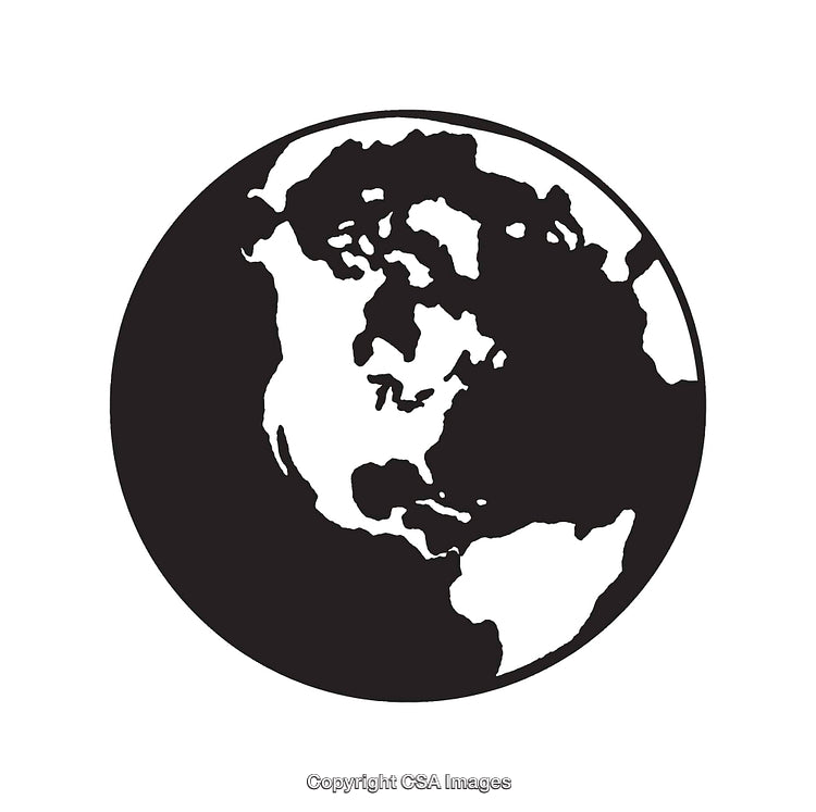 Black And White Illustration of Earth with North America Highlighted