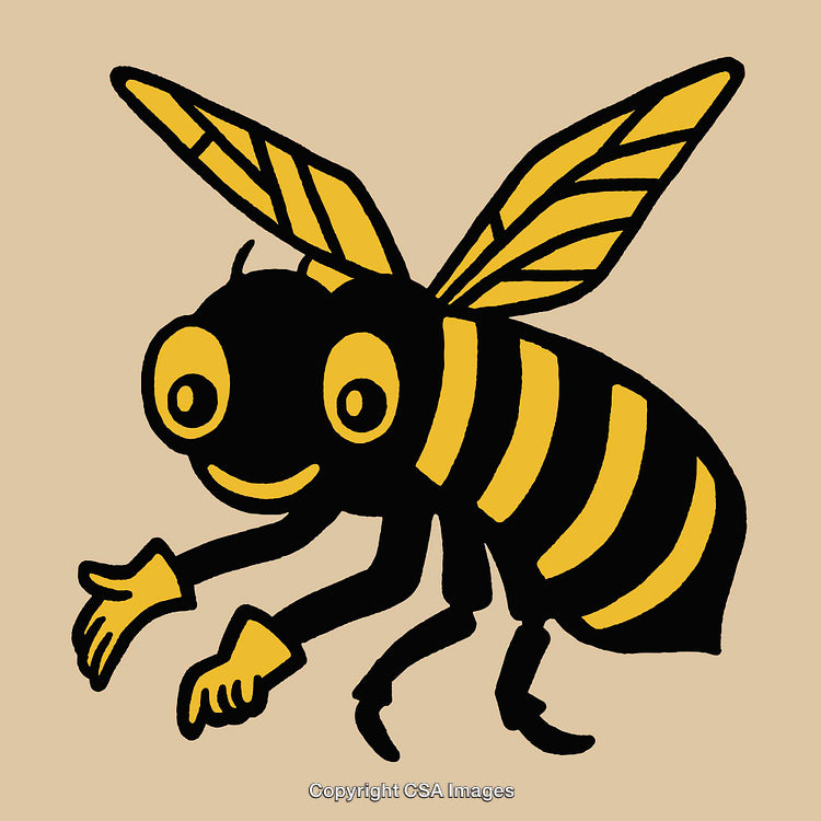 Colorful Cartoon Bee Design With Vibrant Line Art Style