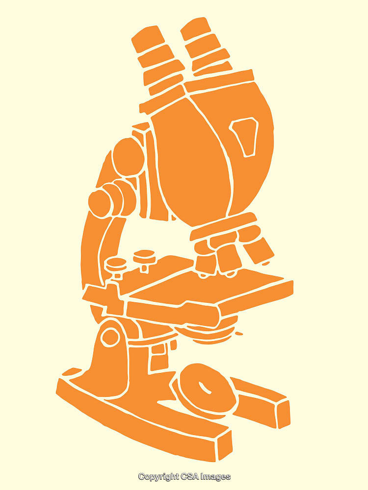 Orange Microscopic Equipment Color Line Art Illustration on Light Background