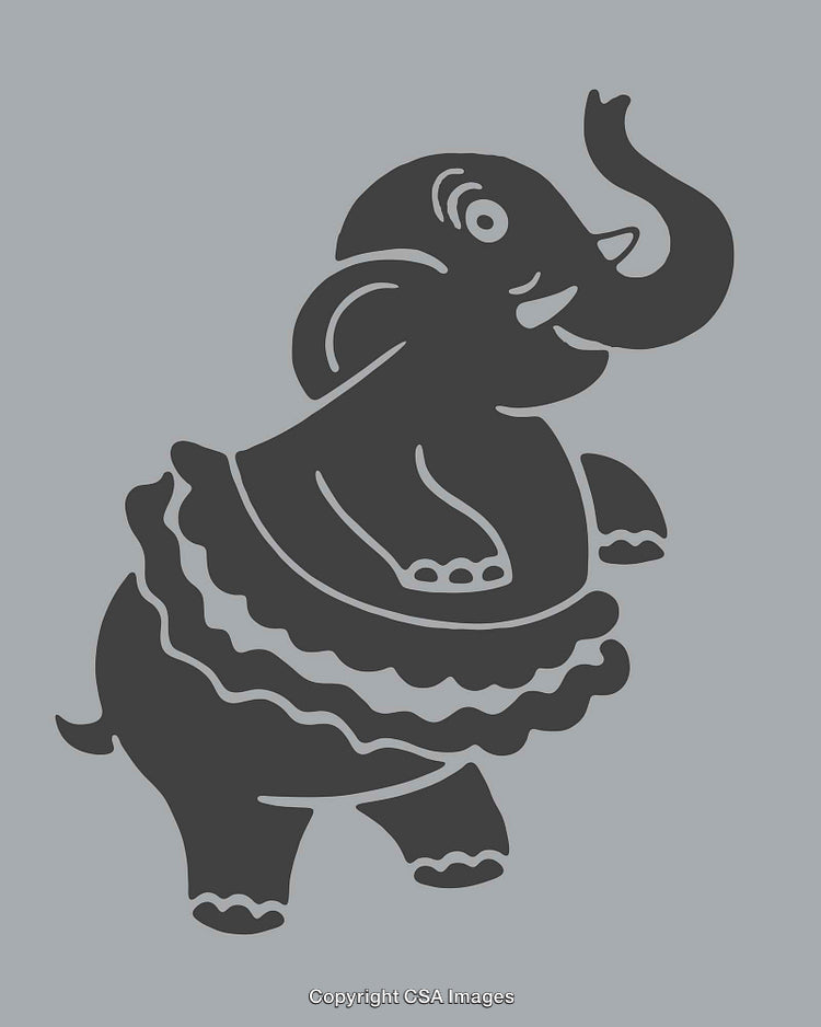 Playful Elephant Illustration in Monochrome Line Art Style