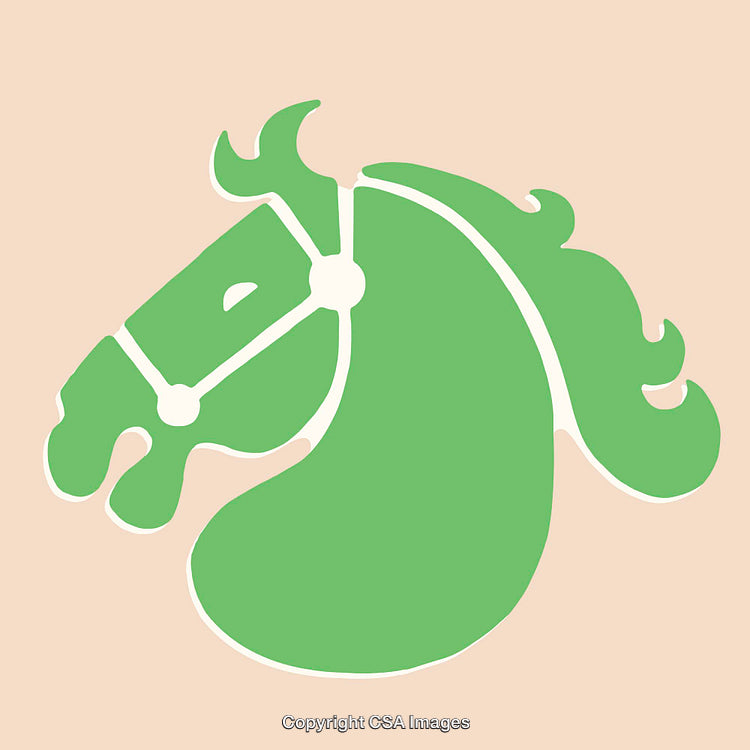 Green Horse Illustration with Minimalist Design in Soft Pastel Colors
