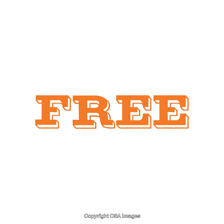 Bold Orange Typography of the Word Free on White Background