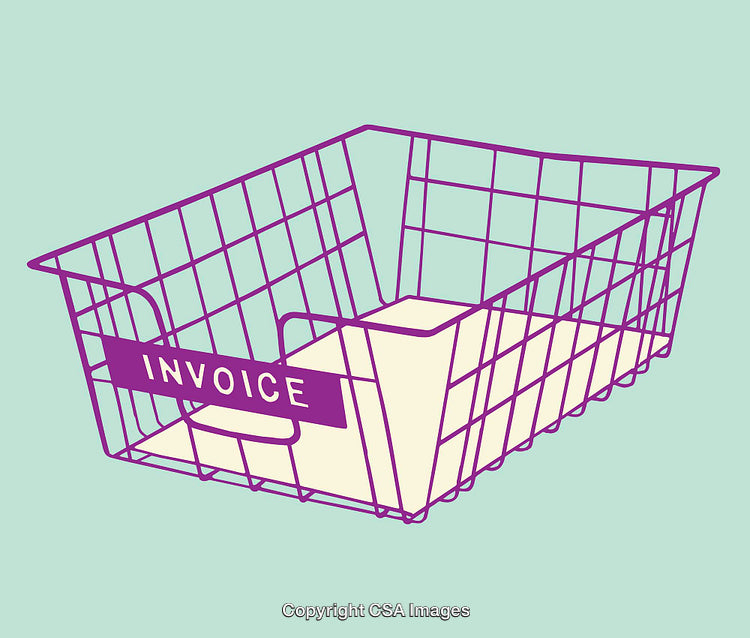 Illustration of a Wire Invoice Basket in Minimalist Style