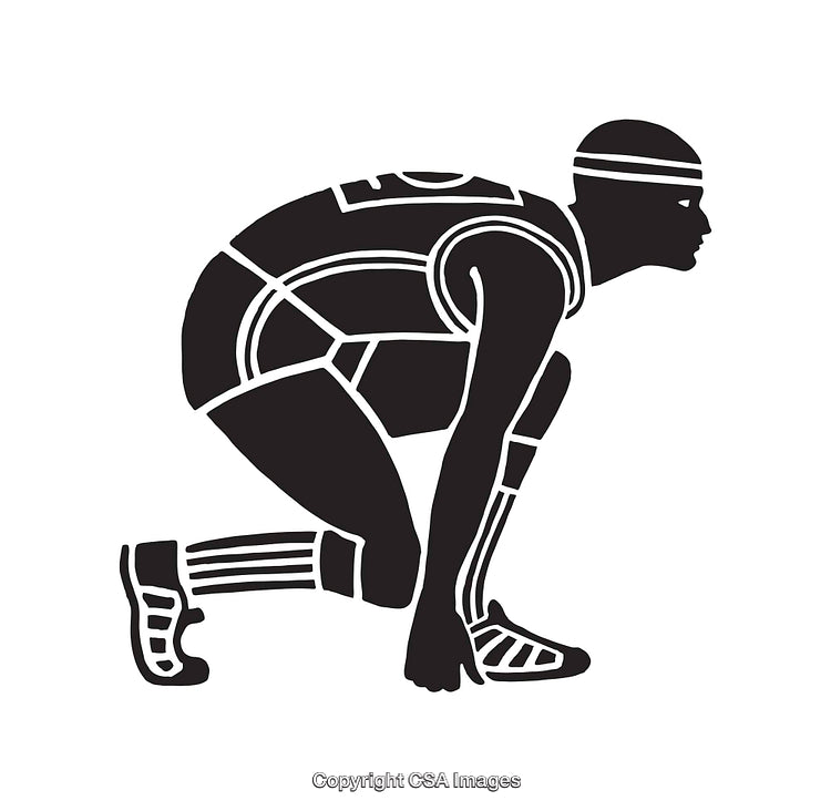 Minimalist Silhouette of a Running Athlete in Starting Position