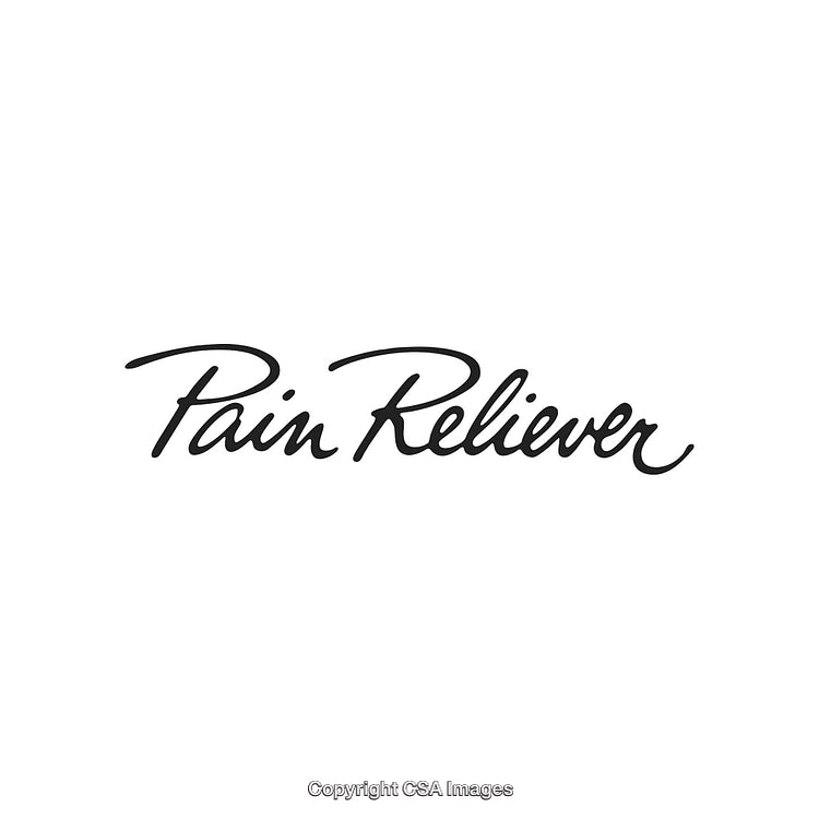 Stylish Calligraphy Text: Pain Reliever on White Background
