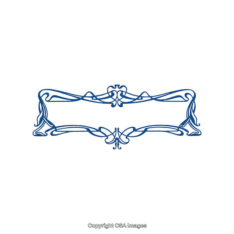 Elegant Blue Decorative Frame with Intricate Vintage Design on White Background