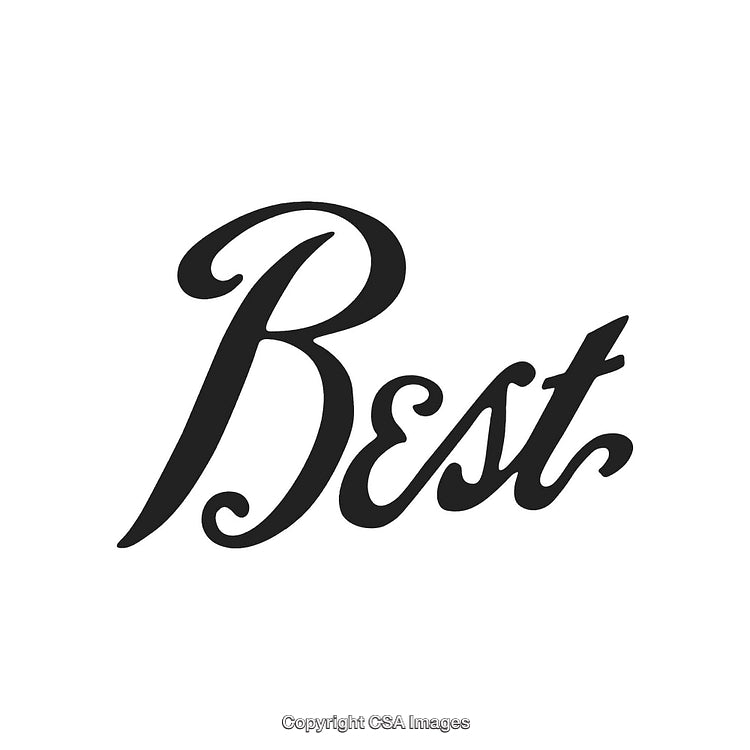 Elegant Handwritten Word 'Best' in Stylish Black Script on White Background