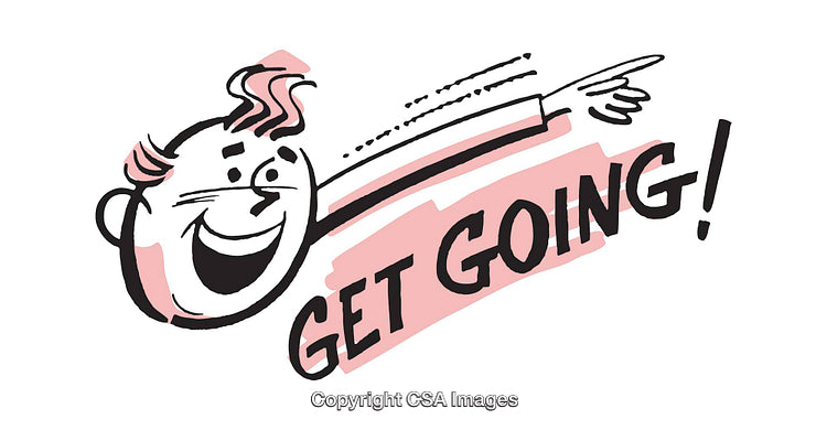 Vintage Illustration Promoting Motivation and Progress with Energetic Messaging
