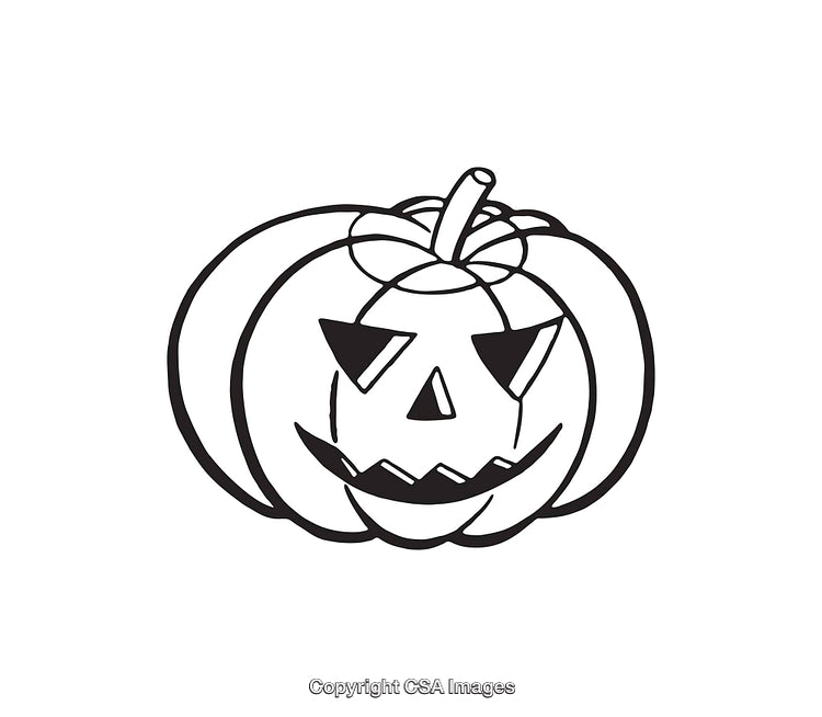 Black and White Line Art of a Halloween Jack-O'-Lantern