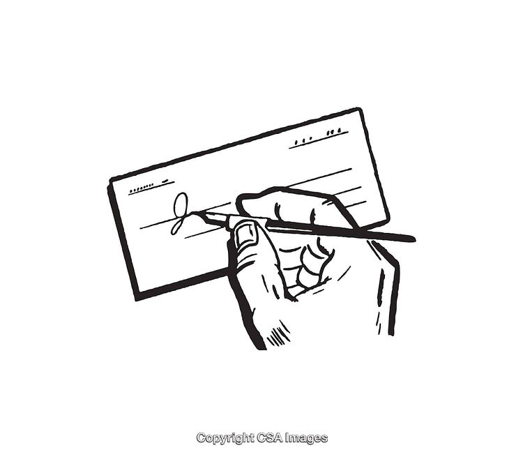 Hand Drawing a Check Illustration in Black and White Line Art Style