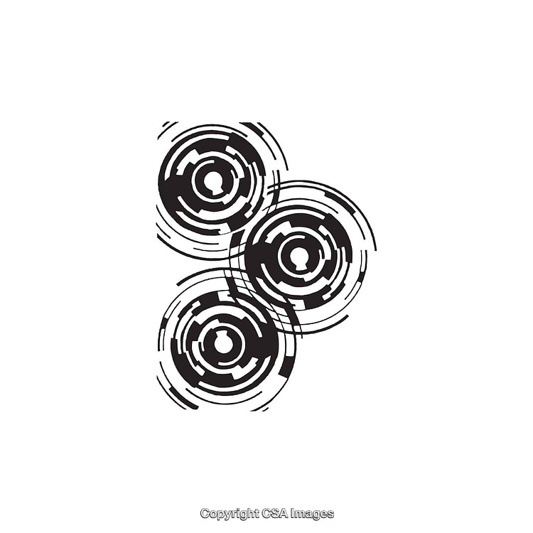 Abstract Black and White Circular Geometric Dingbat Design