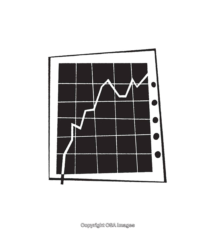 Black and White Line Art of Rising Graph Chart Illustration