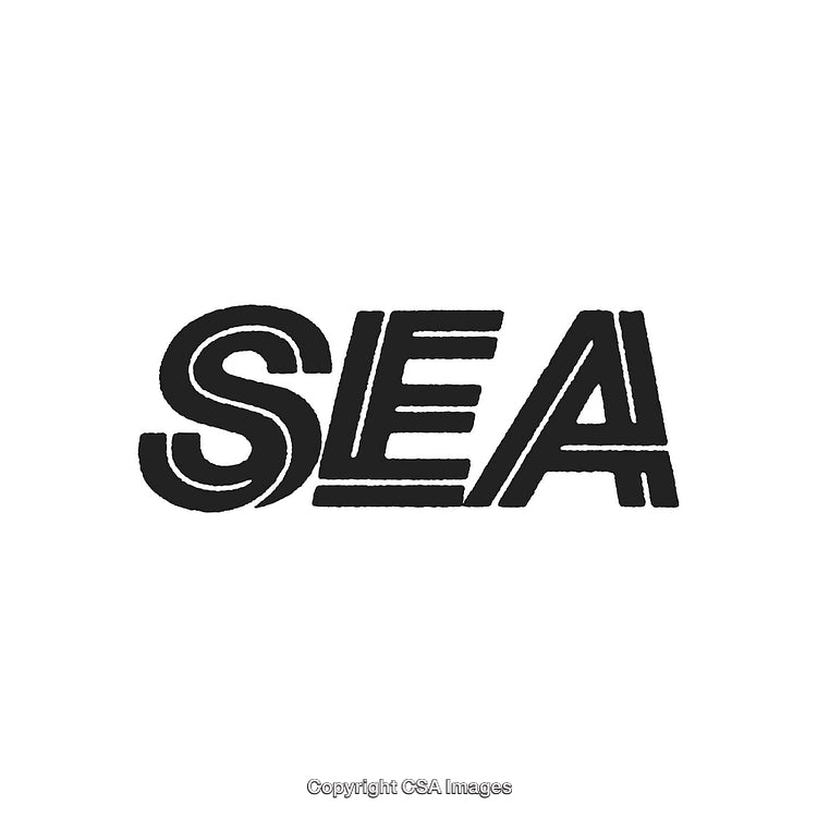 Bold Black and White Graphic Logo Featuring the Word SEA