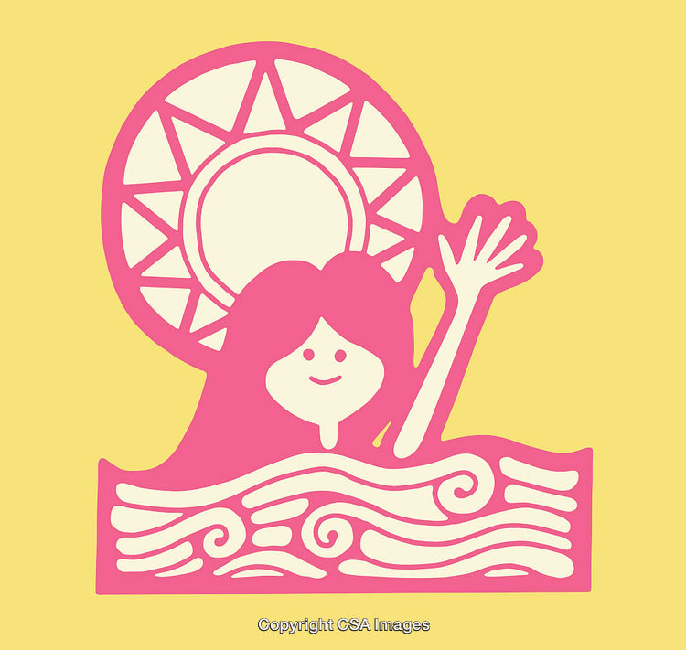 Whimsical Sun and Ocean Inspired Cartoon Art With Cheerful Character