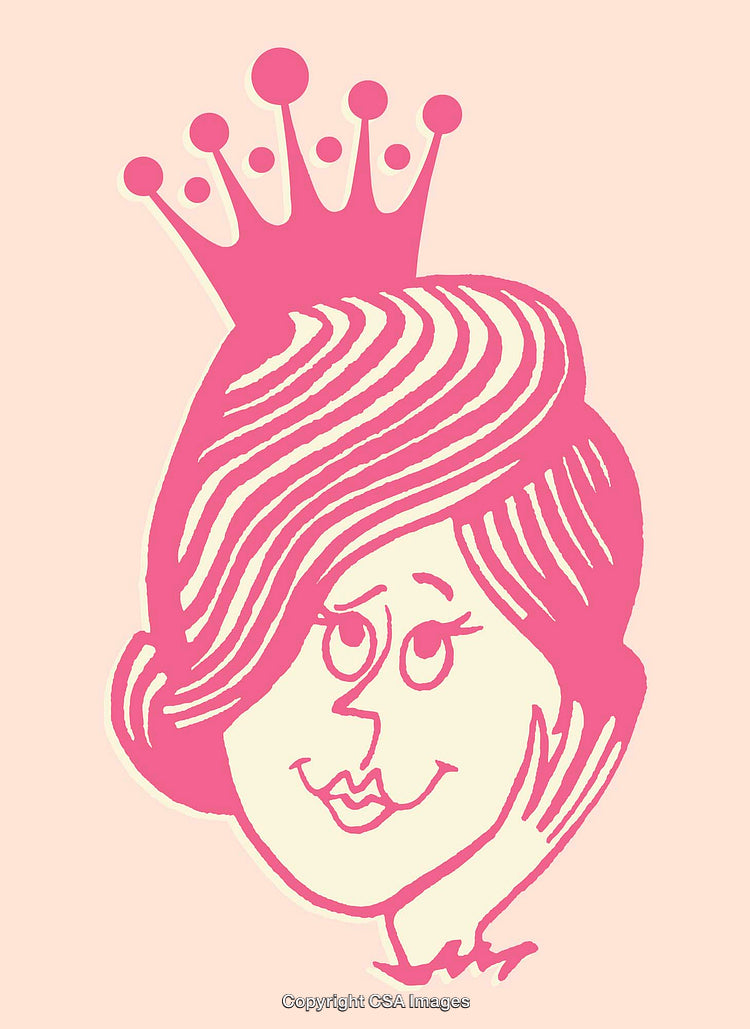 Playful Cartoon Illustration Featuring a Crowned Head in Pink Color Artwork