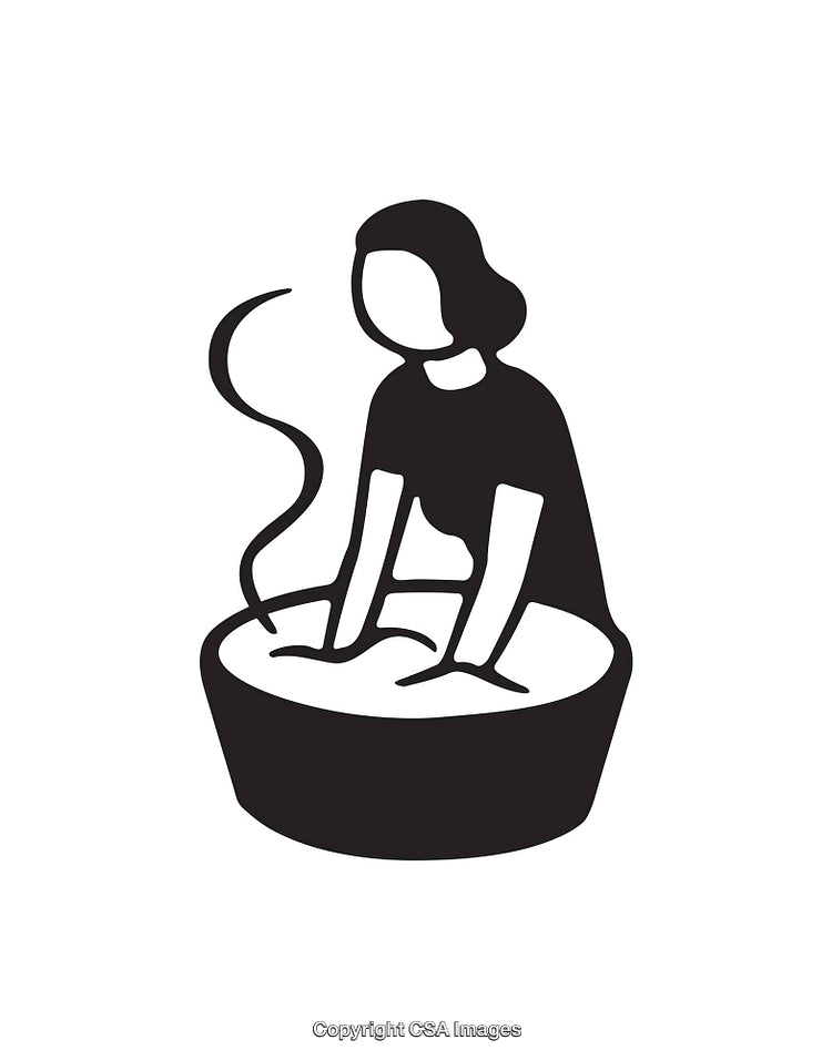 Black and White Icon of Woman Washing Hands in Basin