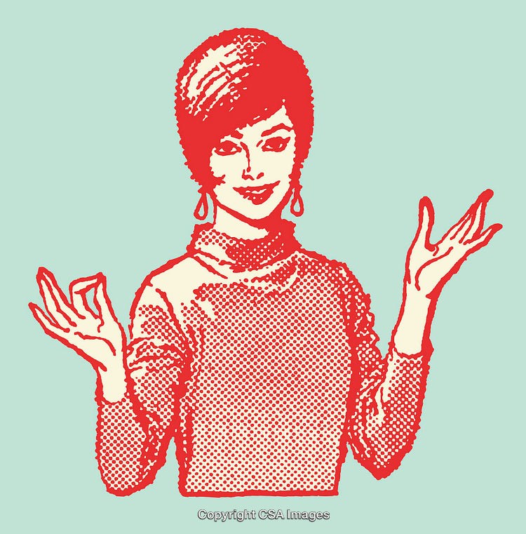 Retro Comic-Style Woman Illustration With Bright Colors and a Playful Gesture