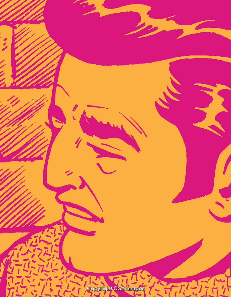 Colorful Pop Art Style Illustration of a Man's Portrait in Profile
