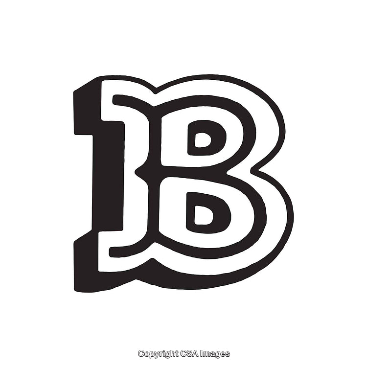 Bold Black and White Letter B Illustration on White Background