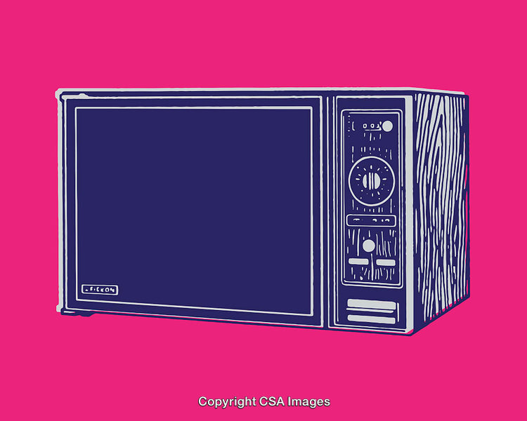Vintage Microwave Illustration in Modern Minimalist Style with Bold Colors