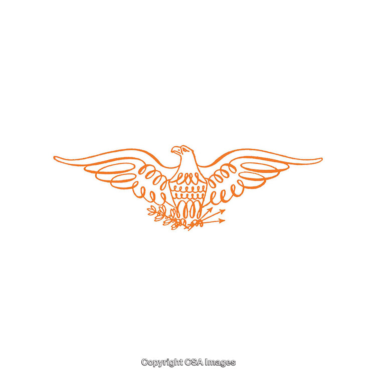 Elegant Line Drawing of Eagle with Outstretched Wings and Decorative Details
