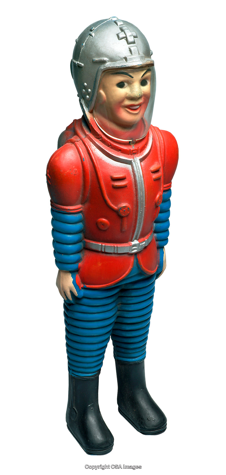 Vintage Plastic Toy of a Space Explorer in Red and Blue Suit