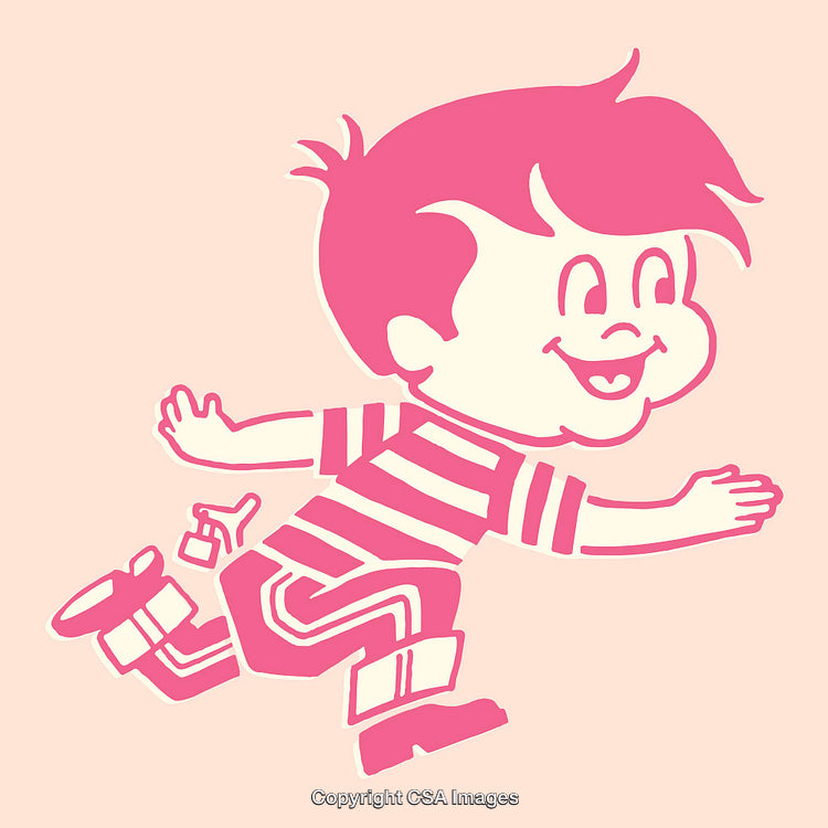 Playful Pink Cartoon Illustration Character Running Joyfully