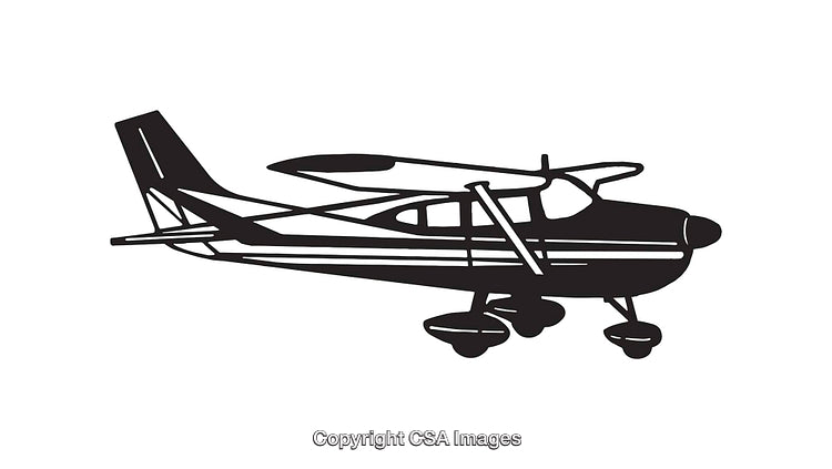 Black and White Illustration of a Small Airplane