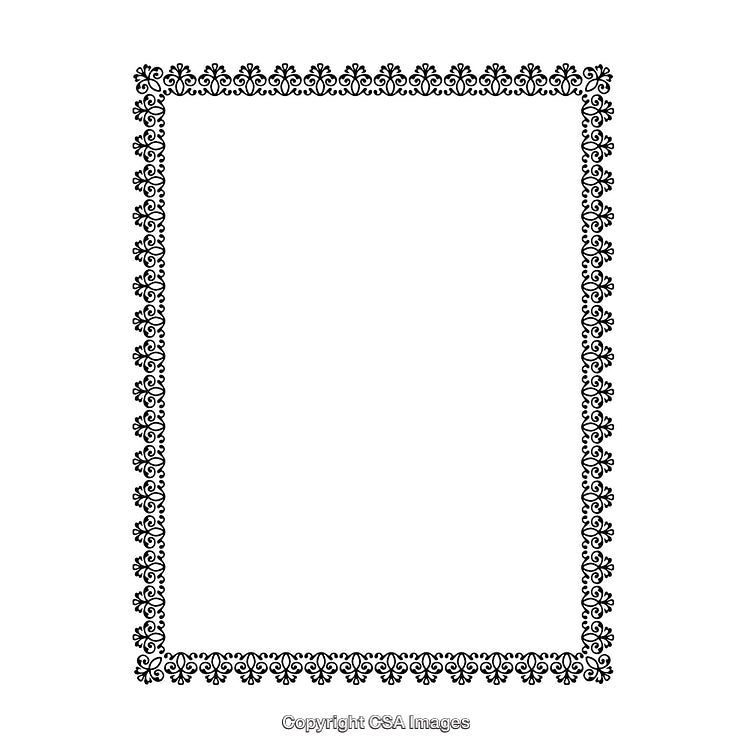 Elegant Black and White Decorative Border on Blank Background
